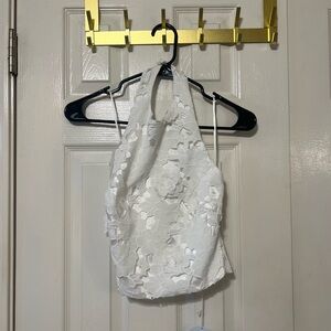 White Floral Halter Top